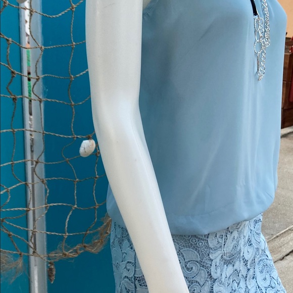 New Aidan Women’s Blue  Polyester & Lace  Dress - Picture 5 of 11